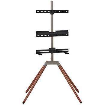 Soporte de TV Universal Quadpod WM7475 - para pantallas de 32 a 70, madera oscura y gris, rotación 360°