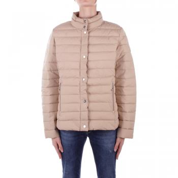 Ralph Lauren Women's Insulated Beige Winter Jacket with Logo, Zipper, and Button Pockets - Size L
