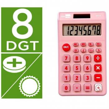 CALCULADORA LIDERPAPEL BOLSILLO XF12 8 DÍGITOS SOLAR Y PILAS COLOR ROSA 115X65X8 MM