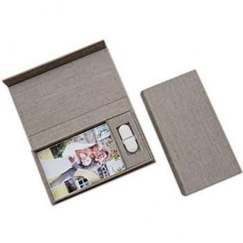 Boda USB de aubewarungs Caja con foto de caja. Lino plástico gris. Sin USB Stick