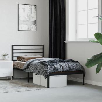 Estructura de cama sin colchón con cabecero metal negro 90x190 cm