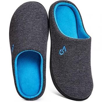VeraCosy Hombre Zapatillas de Casa de Espuma Viscoelástica Pantuflas Antideslizantes,Color Gris,Talla 44/45 EU