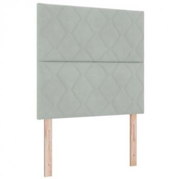 Cabecero LED con Tira de Luz, Gris Claro, 90 cm, Terciopelo