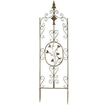 Reja Decorativa de Metal para Jardín Burgus, Soporte para Plantas Enredaderas, Estilo Rústico, 122 cm de Altura, Color Crema Antiguo