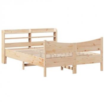 Estructura de cama con cabecero de madera maciza de pino 120x190 cm