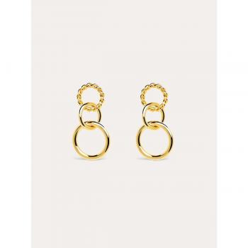Pendientes Circles Twist Singularu - Elegantes Pendientes de Aleación de Metales Bañados en Oro de 18 Kt