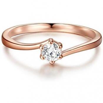 Anillo de Compromiso en Plata Esterlina con Zircón Blanco y Acabado en Oro Rosado - 1 ct