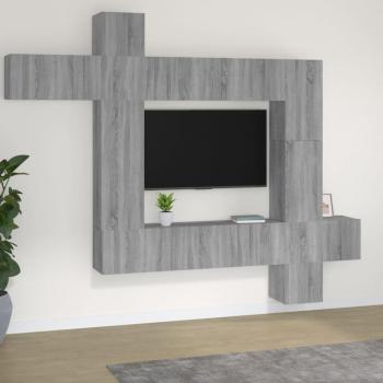 Set de Muebles para TV 9 Piezas en Color Gris Sonoma de Madera Compuesta