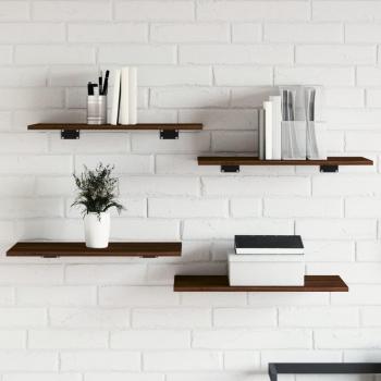 Estantes de pared de madera ingeniería marrón roble (4 unidades) 60x30x1,5cm