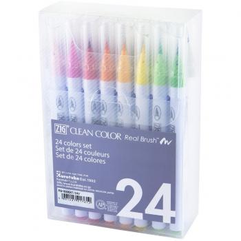 ZIG Kuretake Clean Color Real Brush Pens - 24 Color Set