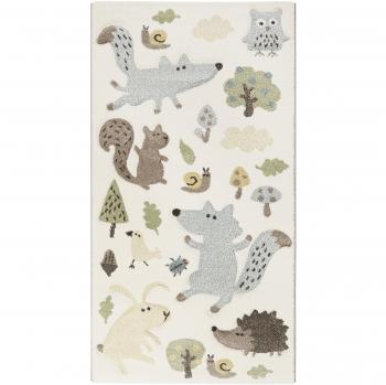 Alfombra Infantil Sigikid Bosque Rectangular, 13 mm de Altura, Diseño de Animales del Bosque, Corto Pelo