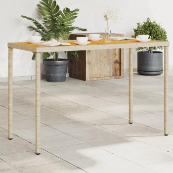 Mesa de jardín de madera de acacia y polyrattan beige 115x54x74 cm