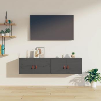 Armario de pared 2 uds madera maciza de pino 60x30x30 cm Natural, Blanco, Gris Mueble Almacenaje Estantería para Oficina, Estudio, Dormitorio Estantería/Librería/mueble de