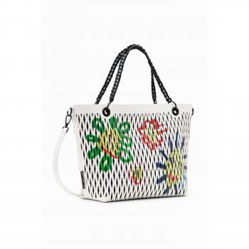 Desigual Chic White Chain-Handle Shoulder Bag