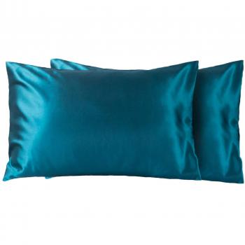Bedsure Fundas de Almohada para Pelo y Rostro, 2 Piezas, Antiarrugas, sin Cremallera, Trullo, 40x80 cm