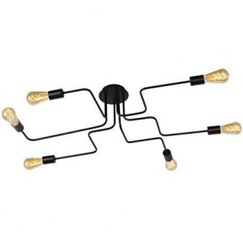 Plafón de 6 luces Lester en metal negro 100cm
