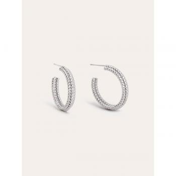 Pendientes Singularu Aro Triple Pebbles - Elegantes Pendientes de Aro en Latón con Baño de Rodio y Tuerca a Presión
