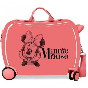 Disney Minnie Mouse Minnie in Love Maleta Infantil Rosa con 2 Ruedas Multidireccionales, Correpasillos, Capacidad de 34L, Fabricada en Material ABS Rígido