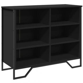 Aparador/armario negro de madera multicapa de ingeniería, dimensiones 91x35,5x74,5 cm, con patas de metal modernas y amplio espacio de almacenamiento