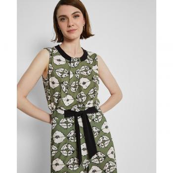 Camiseta estampada sin mangas con cuello redondo para mujer