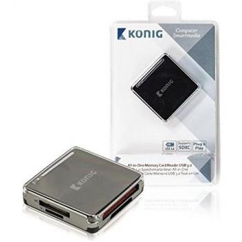 König CSU3ACR100BL - Lector de Tarjetas de Memoria, USB 3.0