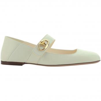 Valentino Garavani Women's VLogo Ivory Ballerina Mary Jane Flats - Size 8.5 US / 38.5 EU