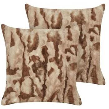 Conjunto de 2 cojines decorativos de piel sintética marrón 45 x 45 cm Bakira