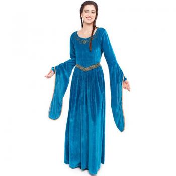 Disfraz de Princesa Vikinga o Medieval Azul para mujer