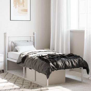 Cama de sol sin materia con cabecero de metal blanco 75x190 cm Vidaxl