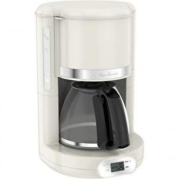 Cafetera de filtro Moulinex Soleil FG381A10, capacidad de 1.25 litros, sistema antigoteo, apagado automático, color blanco