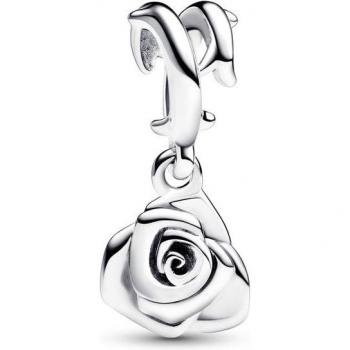 Charm Pandora Moments de plata con colgante rosa floreciendo