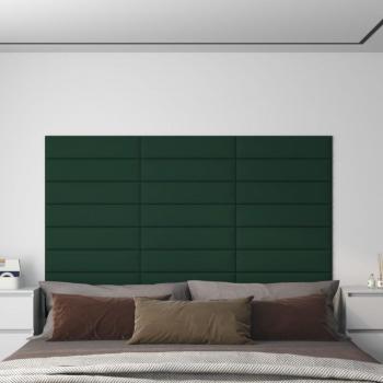 Paneles de pared 12 uds tela verde oscuro 60x15 cm 1,08 m²