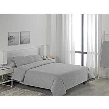 ESTELIA - Juego de Funda nórdica + 2 Fundas de cojín Lyon Color Perla - Cama de 180
