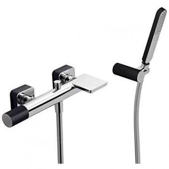 Tres Griferia - Monomando Bañera‑Ducha Con Cascada. Ducha De Mano Anticalcárea Con Soporte Orientable Y Flexo Satin