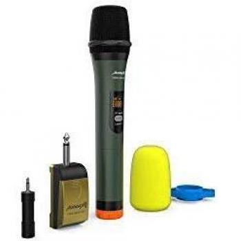 Audibax - Missouri Free Hand - Micrófono Inalámbrico Profesional Doble - 1 Micrófono de Mano - Receptor a Pilas o Powerbank - Portabilidad - Anti-Interferencias - Pilas Tipo AA-AAA