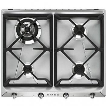 SMEG SR964XGH - Placa de cocción de acero inoxidable empotrable Gas, 1650 W, Steel, gris