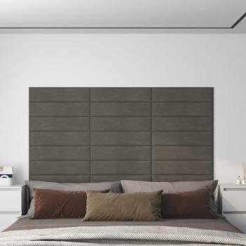 Paneles de pared terciopelo gris oscuro 12 uds 60x15 cm 1,08 m²