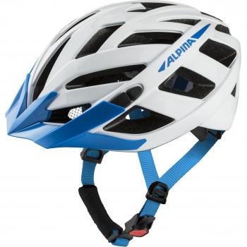 Casco de Ciclismo Alpina Panoma 2.0 L.E. con Sistema LED Reflectante y Red Antimosquitos - Azul/Blanco, Talla S/M