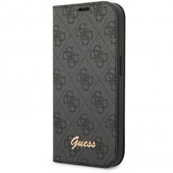 Funda Libro Guess para iPhone 14 - Negro con Logo Vintage y Diseño Elegante