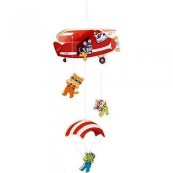 HABA 304758 - Paracaídas móvil para habitación Infantil, con Muchas Figuras de Animales, de Madera, fácil de Montar, Adecuado Desde el Nacimiento