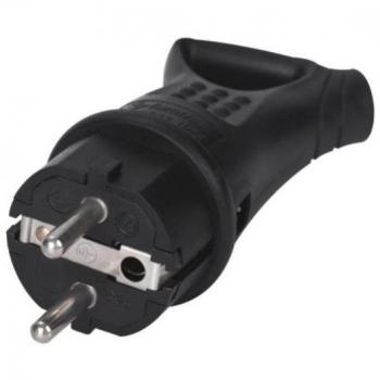 Clavija Bipolar GSC con Tirador Impermeable de Goma 4.8mm Negro