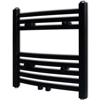 vidaXL Radiador toallero de baño Curvo Negro 480 x 480 mm