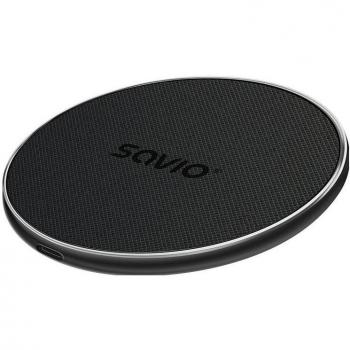 Cargador Inalámbrico Qi Savio LA-08 15W para Dispositivos Móviles Smartphone Negro USB Exterior