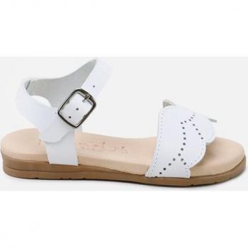 Sandalias de niña Eli 1957 en piel con planta de gel, modelo Hoja Blanco Papanas