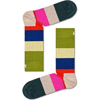 Calcetín corto estampado Chunky Stripe Crew Sock de Happy Socks en colores verde, rojo y rosa, talla 36-40
