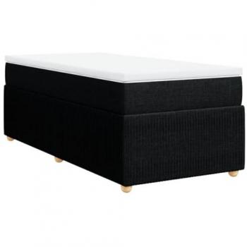 Cama box spring con colchón tela negro 90x200 cm