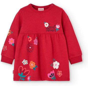 Boboli - Vestido de bebé niña de felpa con manga larga y estampado floral