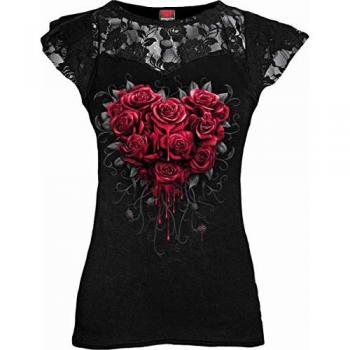 Spiral Gothic Bleeding Heart T-Shirt for Women - Black - Sizes S to XXL