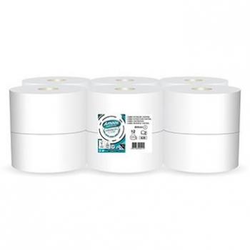 Papel higiénico jumbo de extracción central, pack 12 rollos