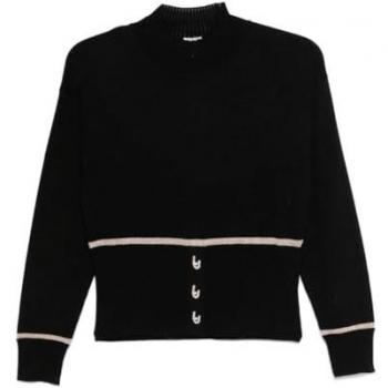 Liu Jo Women's Black Lurex Turtleneck Sweater with Logo, Size S